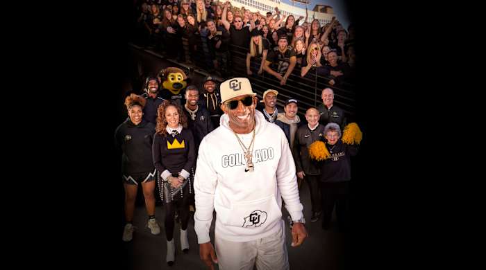 Deion Sanders posing for the SI cover.